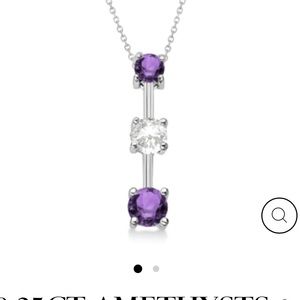14k White Gold, Amethyst and Diamond Necklace